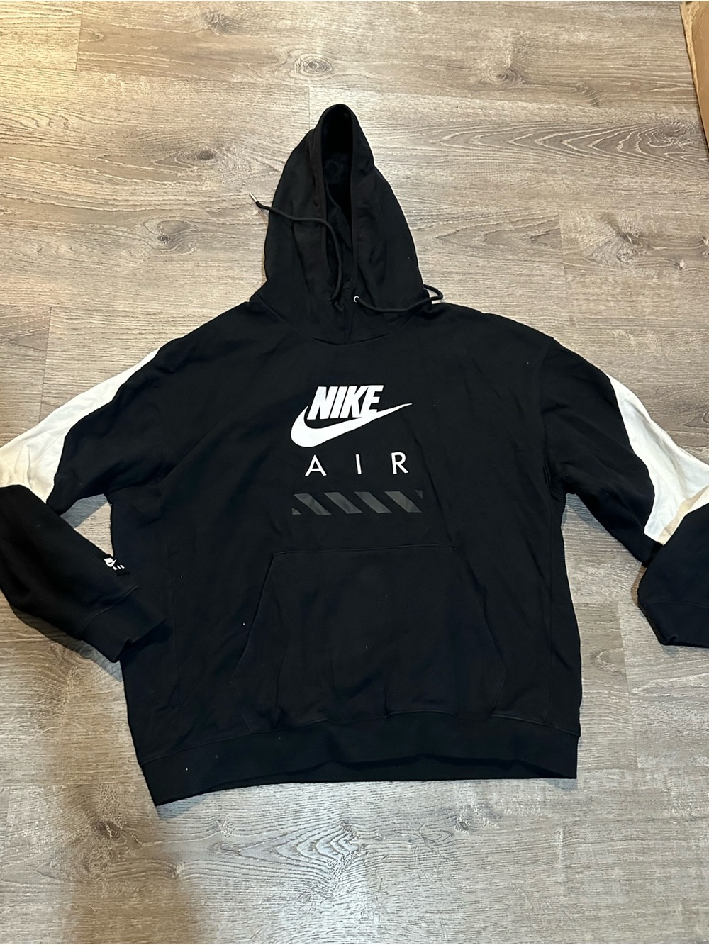 Nike Air Hoodie Black XL Pullover Sweatshirt White Sleeve Logo